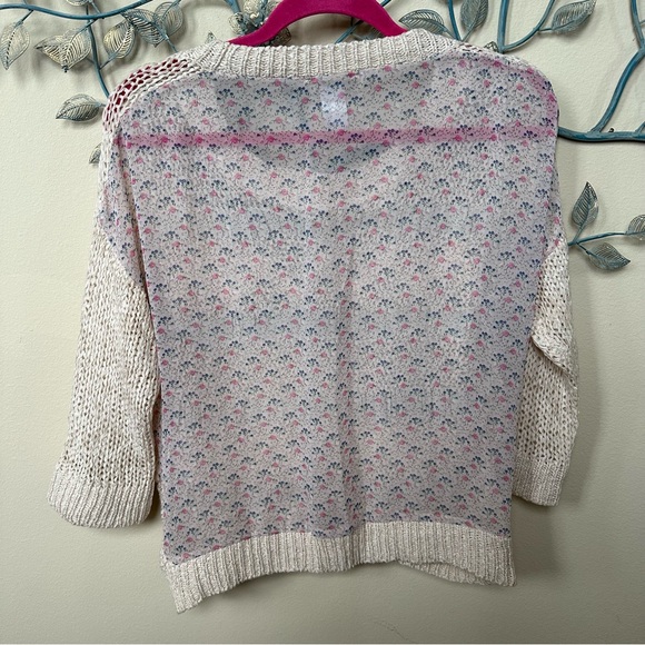 Moon Collection sheer crochet top with sheer floral print back Sz S - Picture 4 of 5